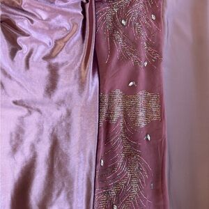 Elegant Mauve Satin and Embellished Fabric